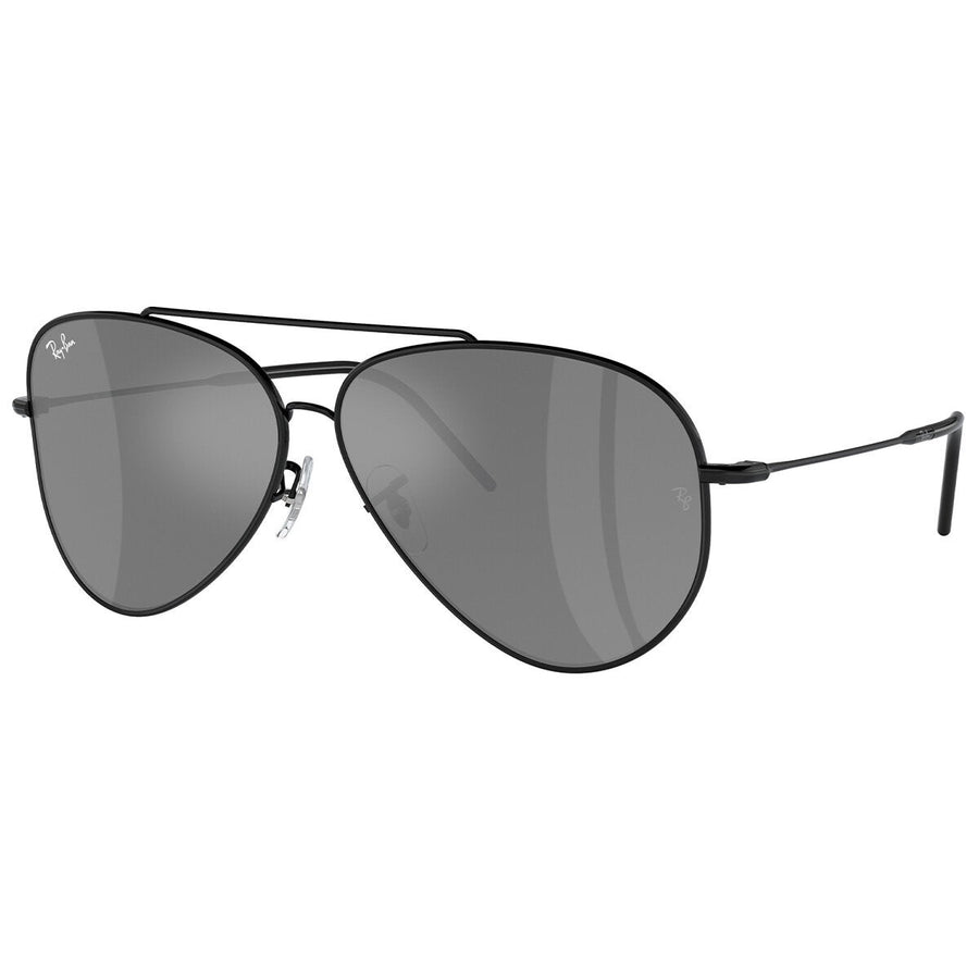 Modern Pilot-Shape Sunglasses in Black Metal with Dark Grey Lens, Ray-Ban Aviator Reverse RBR0101S 002/GS