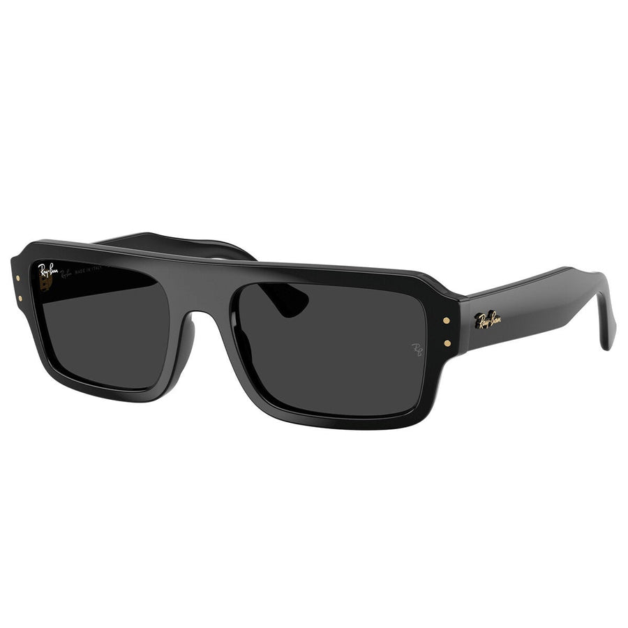 Modern Rectangle Shades with Solid Black Polarised Lenses and Moulded Acetate Frame, Ray-Ban Lukas RB4454F 667748