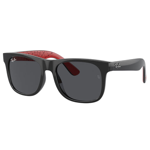 Children's Square-Frame Sunglasses in Black with Dark Grey Lens, Justin Kids by Ray-Ban RJ9069S 716687