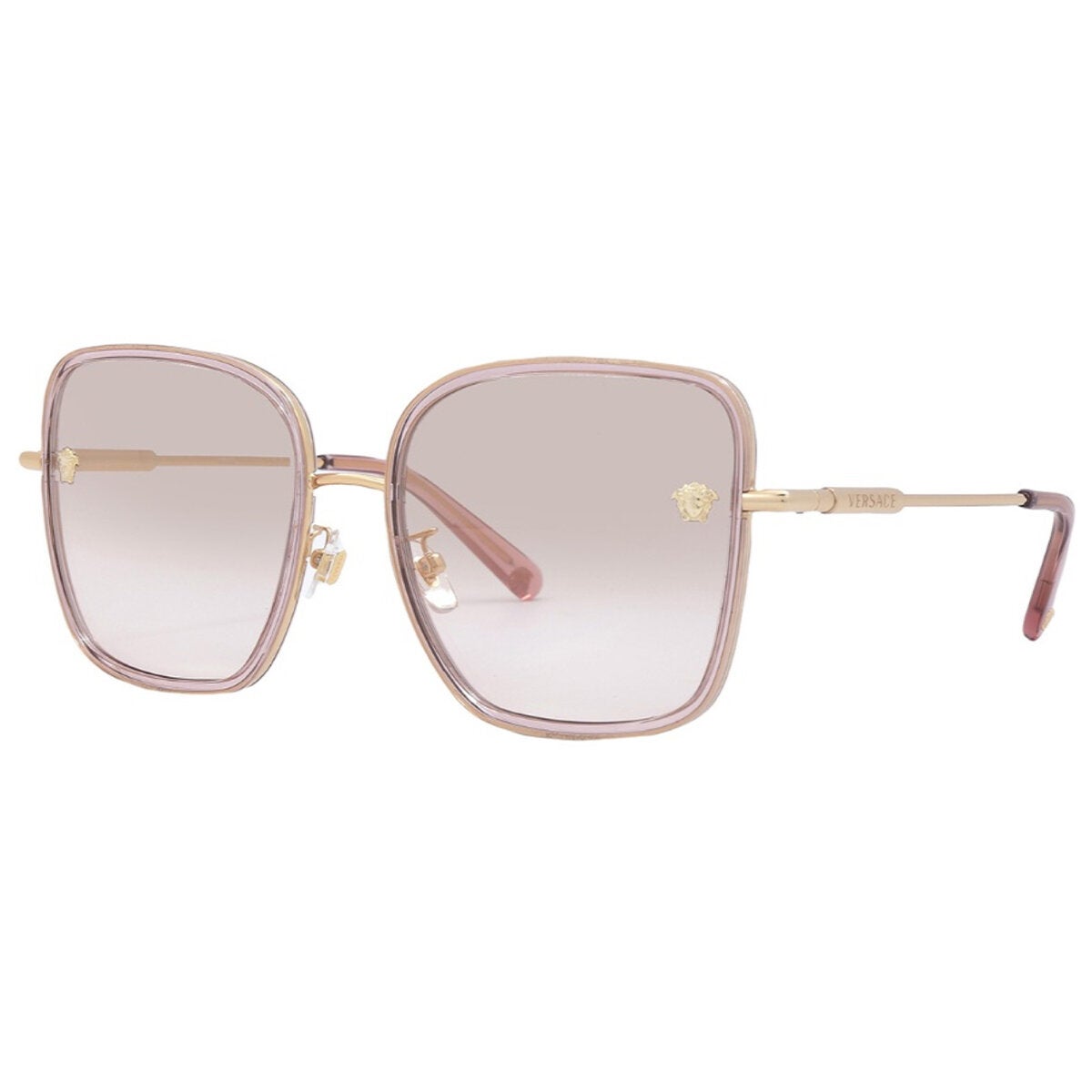 Women's Asian Fit Metal Sunglasses in Pink with Brown Gold Mirrored Lenses by Versace VE2247D 14837I