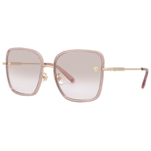 Women's Asian Fit Metal Sunglasses in Pink with Brown Gold Mirrored Lenses by Versace VE2247D 14837I