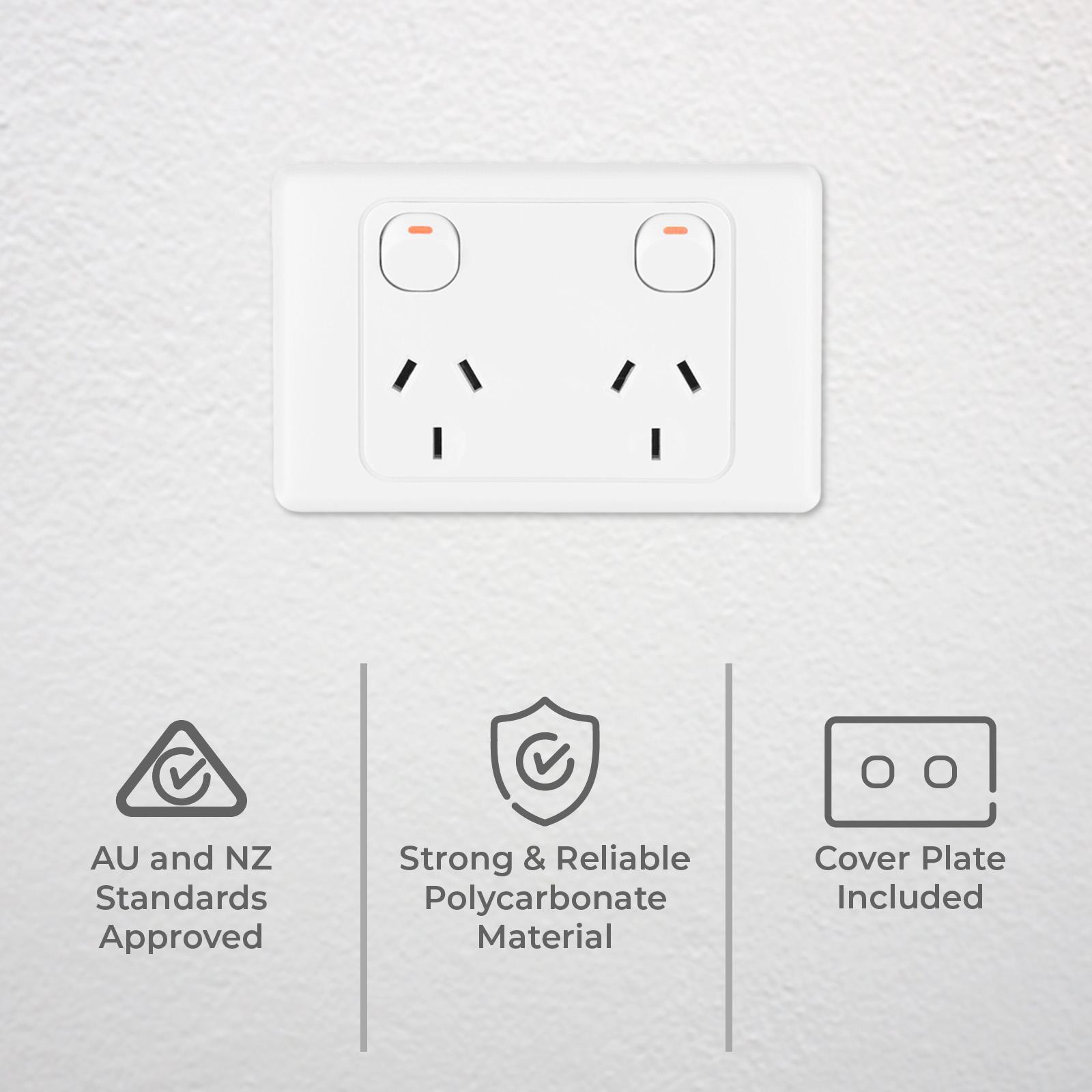 DETA Double Power Point White Polycarbonate 10A 240V 10 Pack Trade Pack