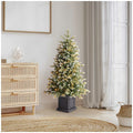 Compact 1.3 Metre Artificial Christmas Tree in Square Pot, Glitter Frosted and Pre-Lit with Twinkling LEDs