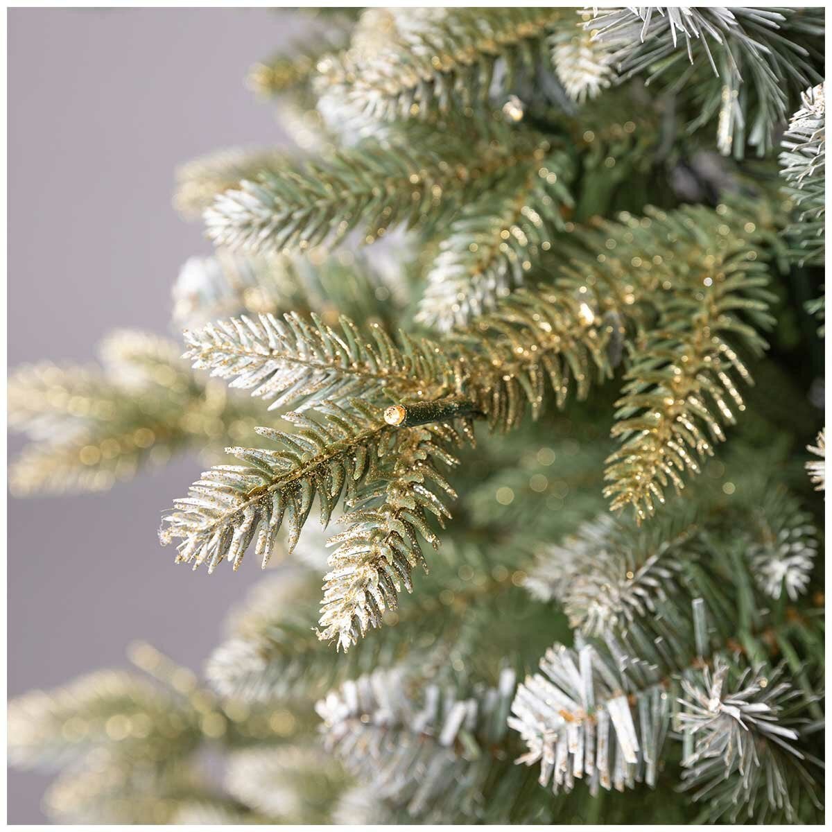 Compact 1.3 Metre Artificial Christmas Tree in Square Pot, Glitter Frosted and Pre-Lit with Twinkling LEDs — image 8