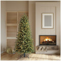 Slimline 1.9m Christmas Tree, Pre-Lit with Dimmable Twinkle LEDs, Timer Remote and Topper Branch