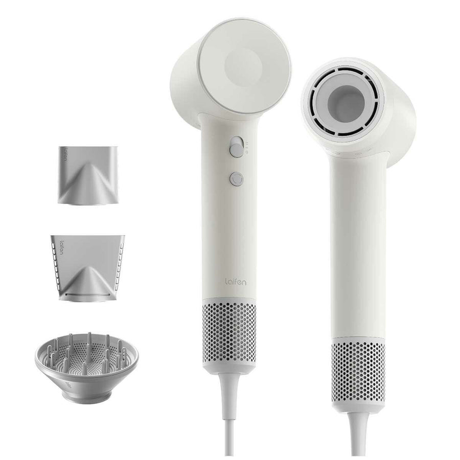 Quiet Ionic Hair Dryer with 108,000 RPM Motor and Magnetic Attachments, Laifen SE 2 White 1HD13GAUWH001