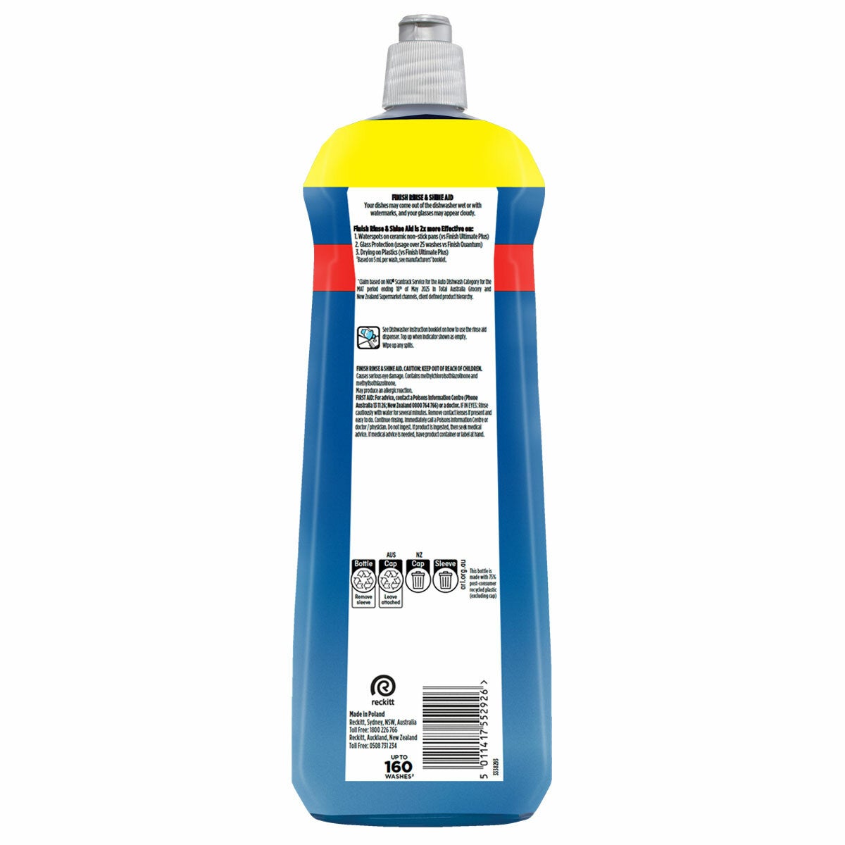 Dishwasher Rinse Aid Three-Bottle Pack to Help Prevent Watermarks and Cloudy Glasses, 800ml Each by Finish — image 2