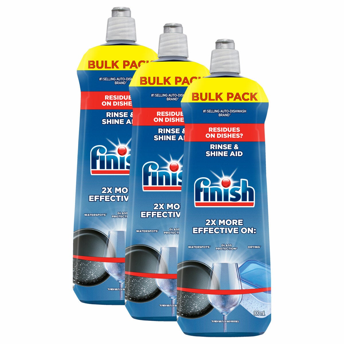 Dishwasher Rinse Aid Three-Bottle Pack to Help Prevent Watermarks and Cloudy Glasses, 800ml Each by Finish — image 3