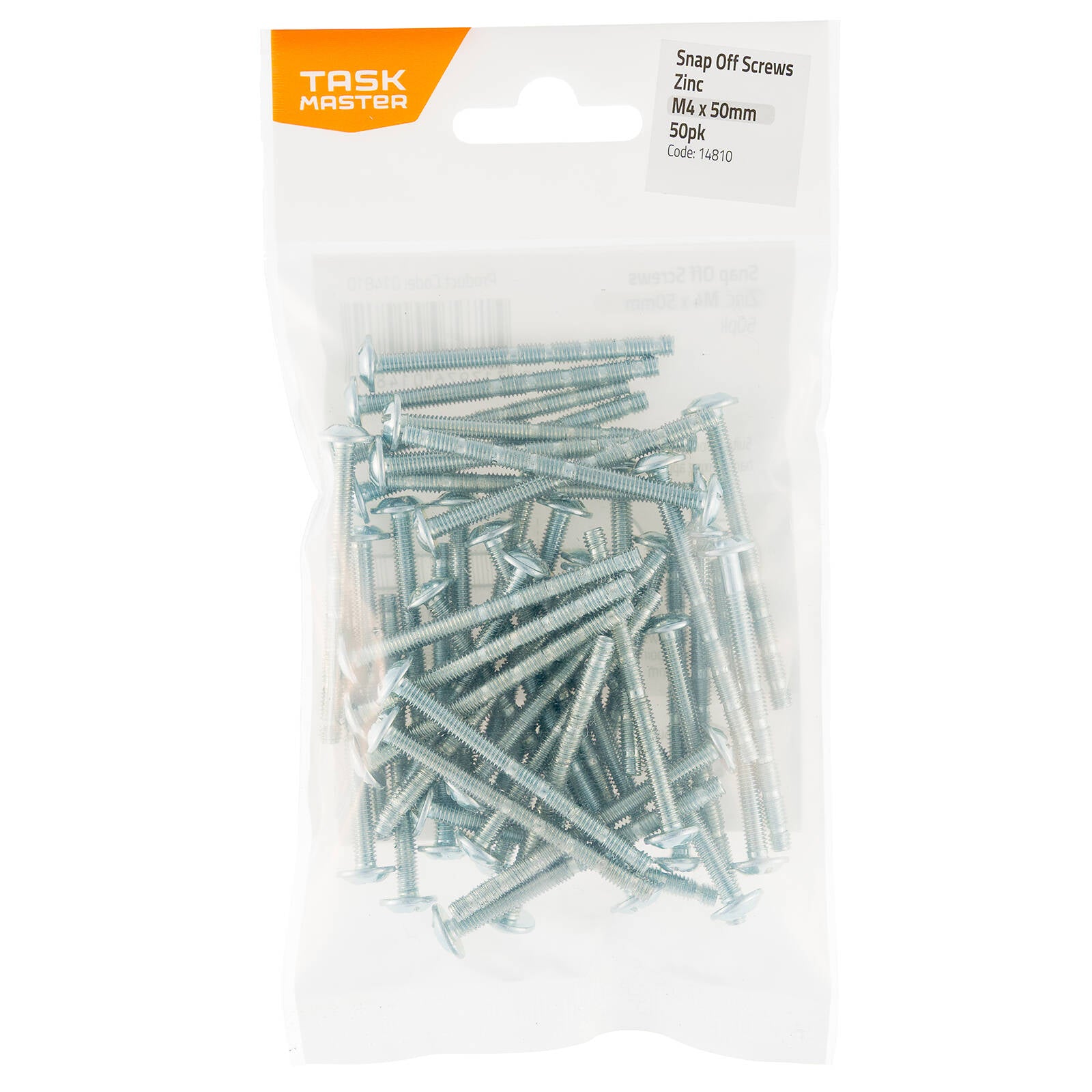 Taskmaster M4 x 50mm Zinc Snap Off Screw - 50 Pack