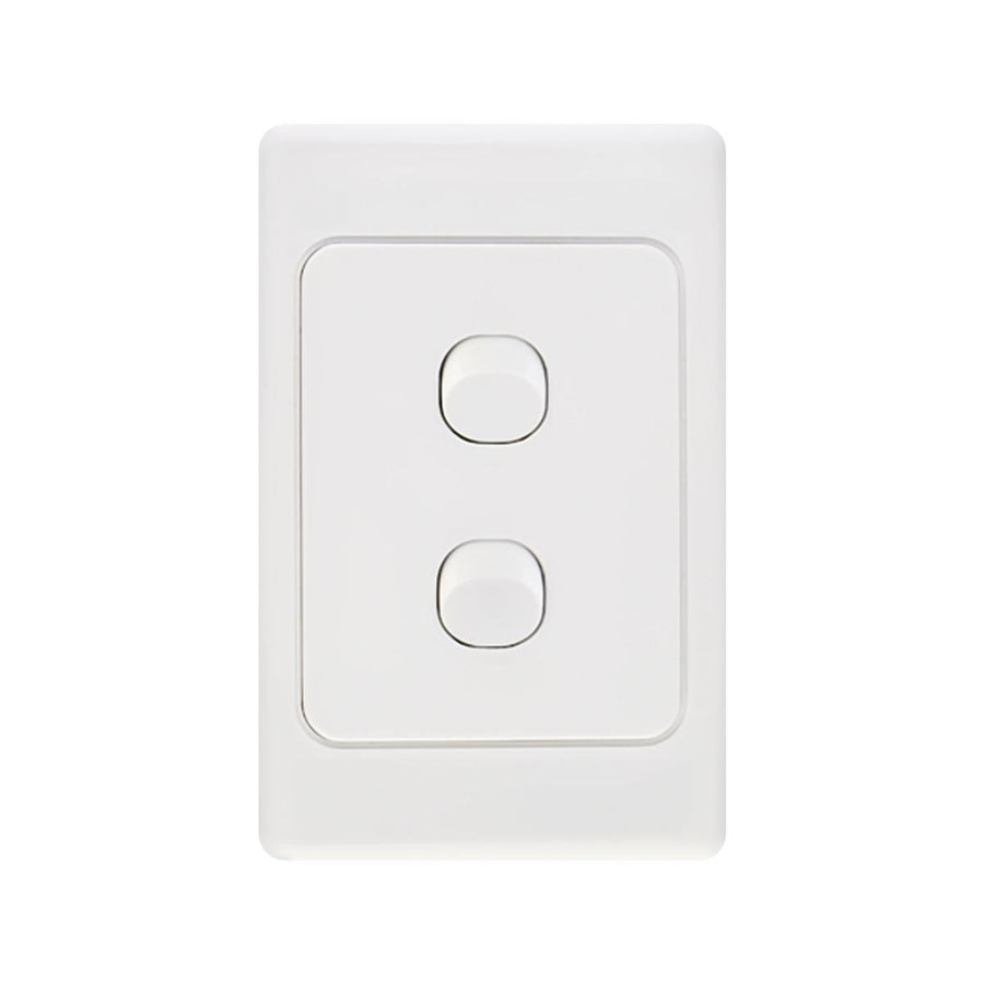Deta Double Vertical Switch - 2 Gang - Polycarbonate - Indoor Use - SuperSaverAU - view 1