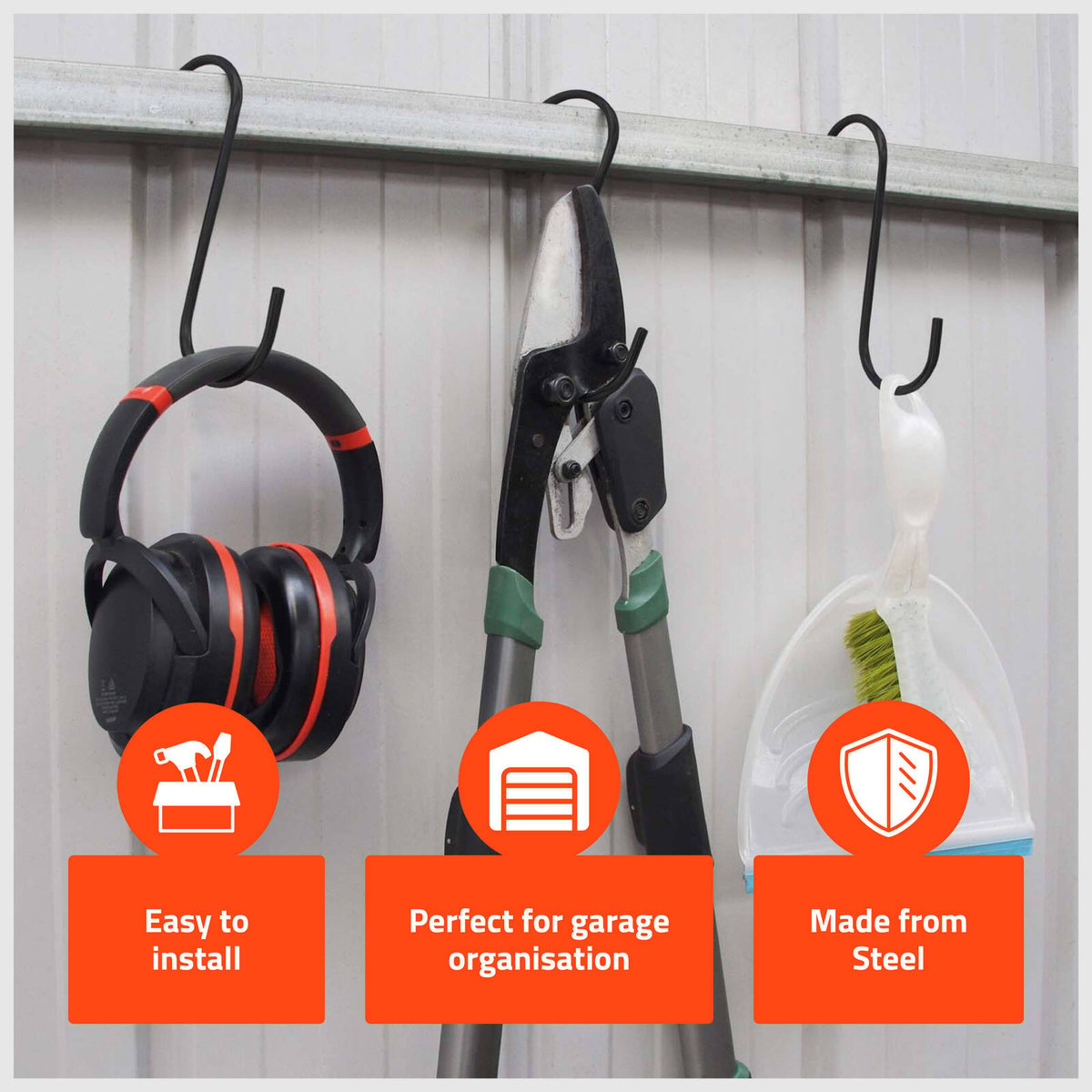 Taskmaster S Hook - 150 x 45 x 30mm - Steel - Garage Storage - SuperSaverAU - view 3