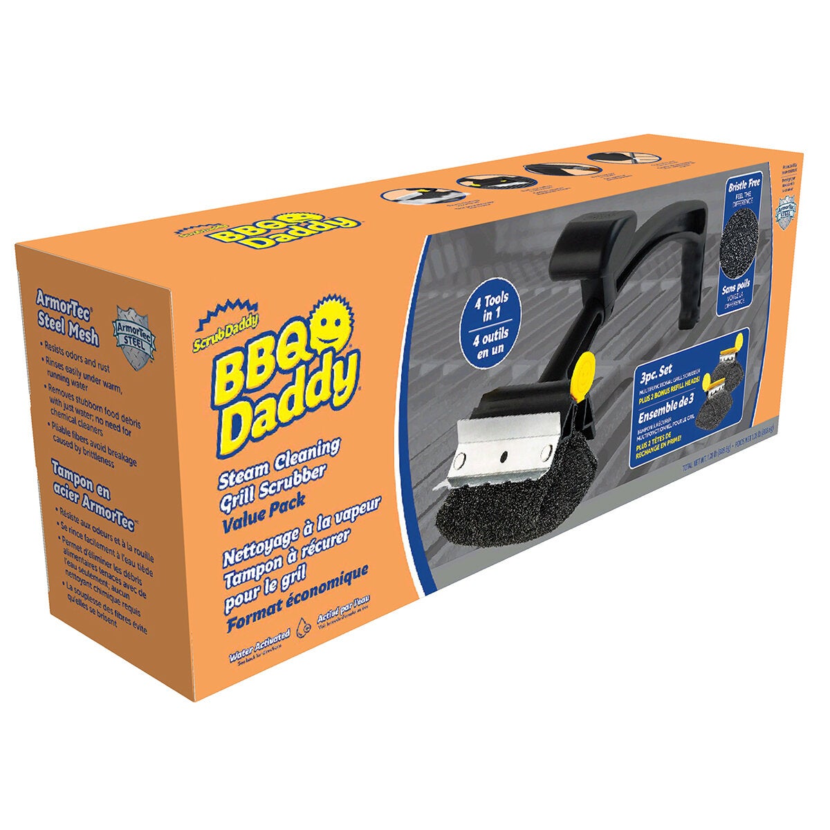 Bristle-Free BBQ Grill Brush That Cleans with Steam, Includes Spare Head and Bottle Opener, Scrub Daddy — image 2