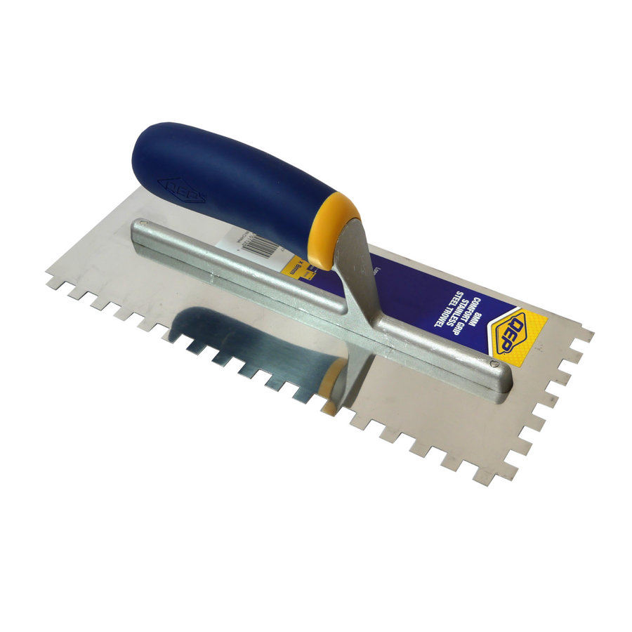 QEP 8mm Square Notch Stainless Steel Tiling Trowel 280 x 115mm