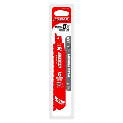Diablo Reciprocating Saw Blades - 6" - Bi-Metal - Medium Metal Cutting - 5 Pack - SuperSaverAU - view 1
