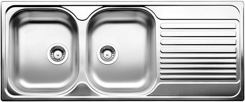 Blanco double bowl topmount sink - right hand drainer, 19L bowls, 18/10 stainless steel - BTIPO8SRHD