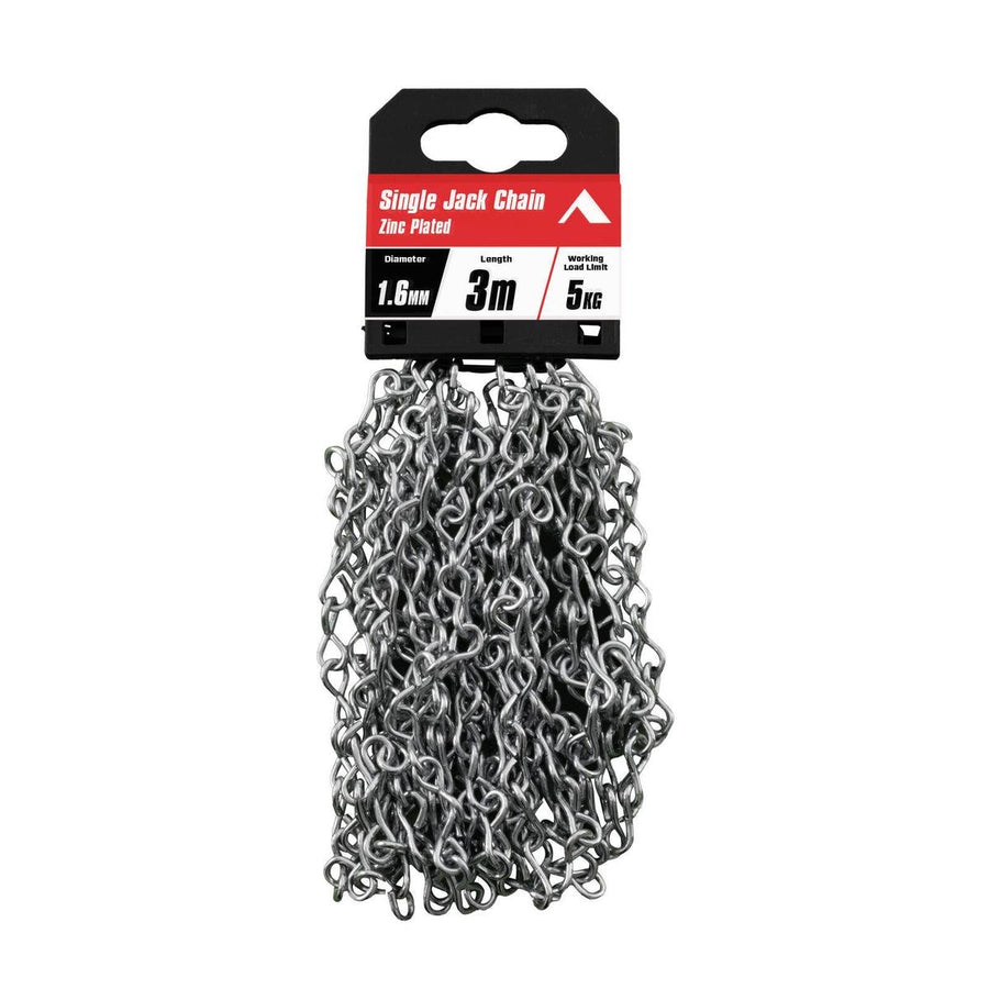 Pinnacle 1 Zinc Plated Single Jack Chain 6mm x 3m - Silver - Rust Resistant - SuperSaverAU - view 1