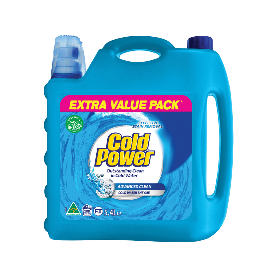Cold Power Advanced Clean Liquid Laundry Detergent - 4L - 5.9kg - Cold Water Stain Removal - SuperSaverAU - view 1