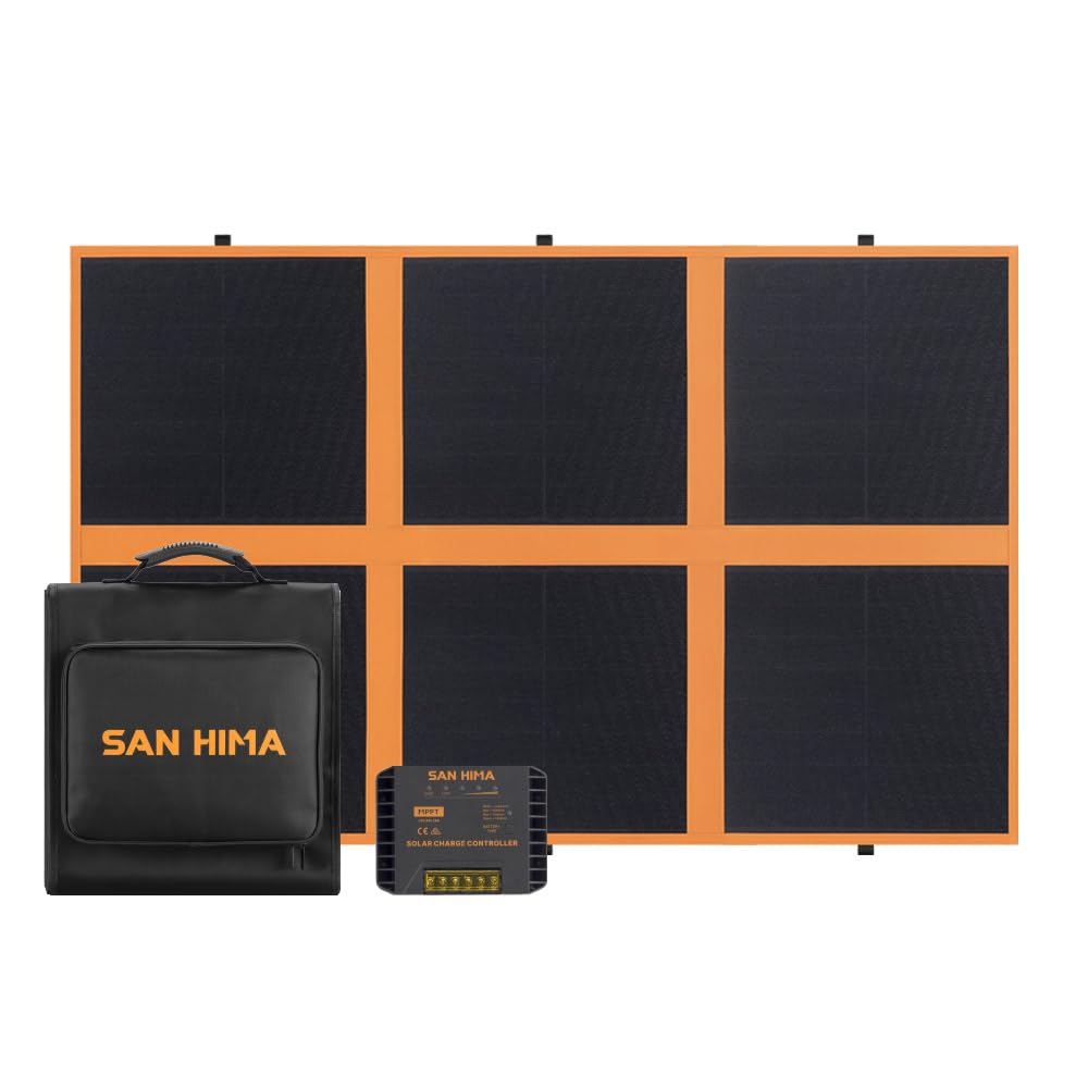Portable Solar Blanket 160W - Black and Orange - HPBC Cells, MPPT Controller, ETFE Coated, Folds to 40 x 42cm