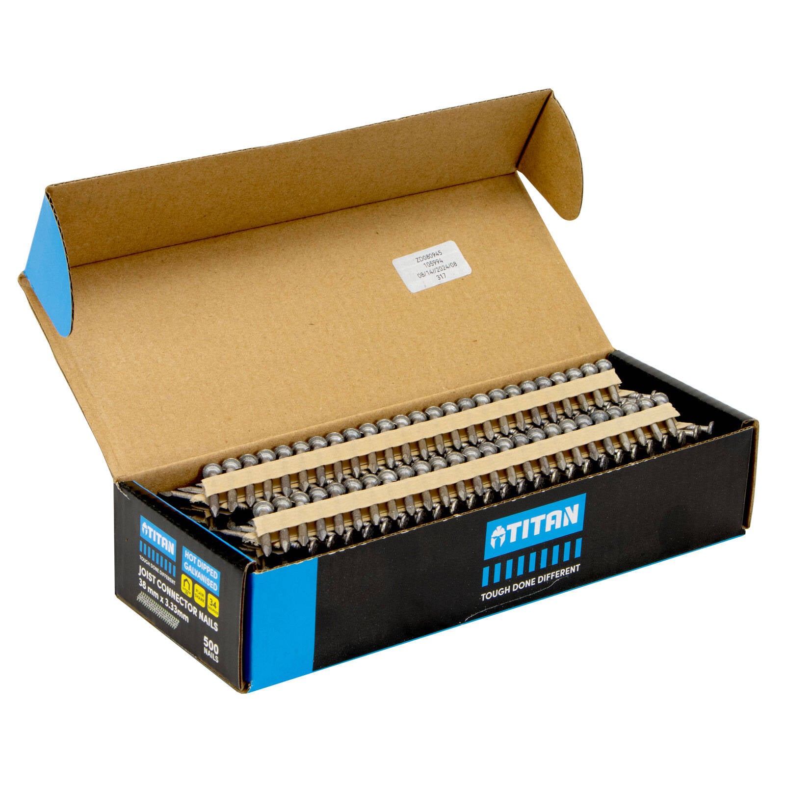 Titan 38 x 3.33mm Hot Dipped Galvanised Joist Connector Nails 500 Pack