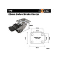 Move It 25mm 10kg Rubber Swivel Castor with Brake