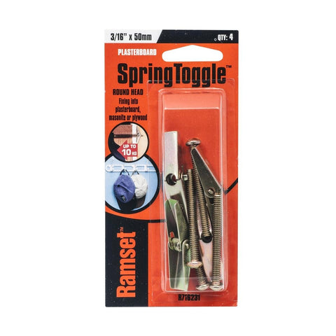 Ramset Spring Toggle 3 16 x 50mm Gold Steel High Load 4 Pack - SuperSaverAU - view 1