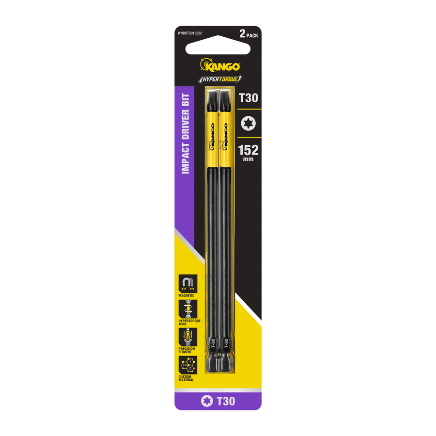 Kango 152mm TX30 HYPERTORQUE Impact Driver Bits 2 Pack - High Torque, Magnetised Tips - SuperSaverAU - view 1