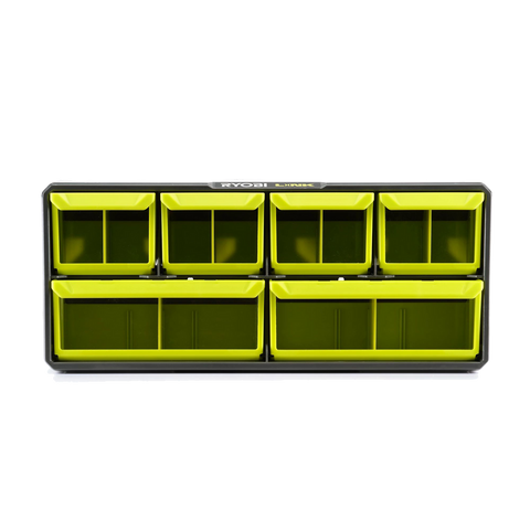 Ryobi Link Small Wall Parts Organiser - 6 Clear Bins - 168mm x 94mm x 394mm - SuperSaverAU - view 1