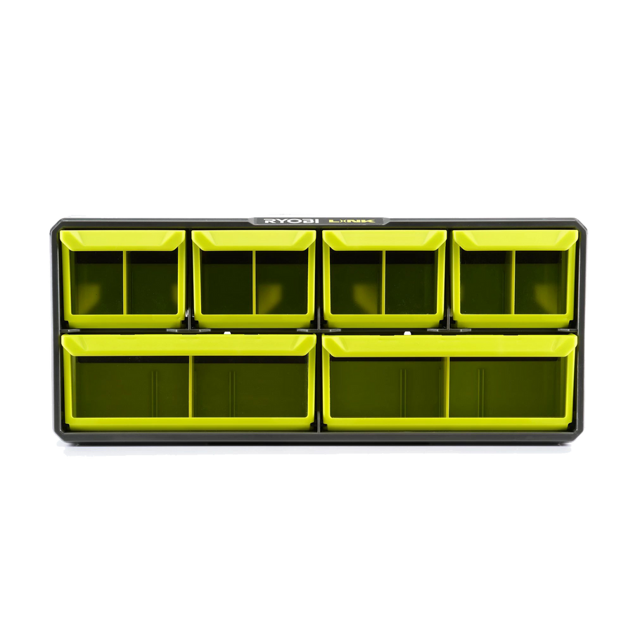 Ryobi Link Small Wall Parts Organiser - 6 Clear Bins - 168mm x 94mm x 394mm - SuperSaverAU - view 1
