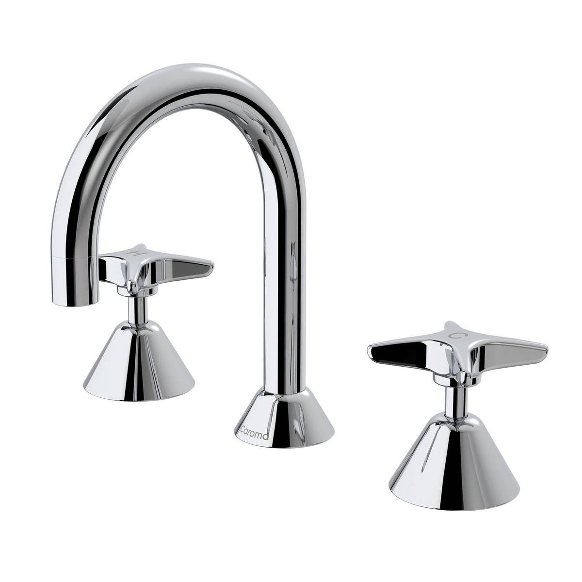 Caroma Chrome Elegance II Basin Set - Lead Free Brass - 3 Hole - 55mm x 175mm x 120mm - SuperSaverAU - view 1