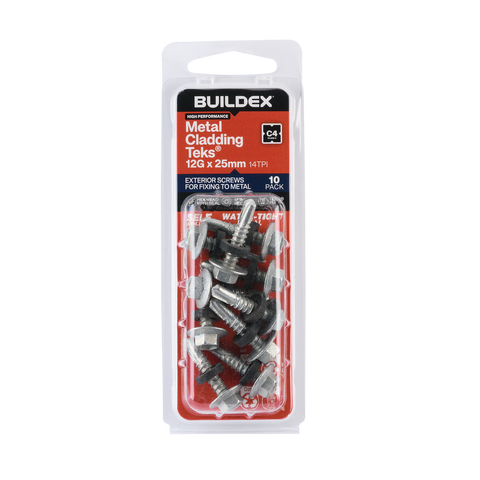 Buildex Cladding Fencing Teks Screws 12g x 25mm - 10 Pack - Self-Drilling - Corrosion Resistant - SuperSaverAU - view 1