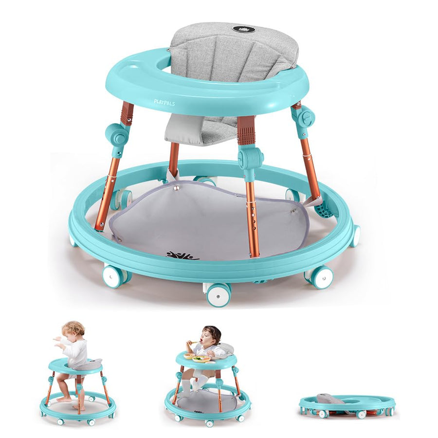 3-in-1 Baby Walker and Activity Table - Mint - 4 Height Positions, Folding Frame, 6-18 Months