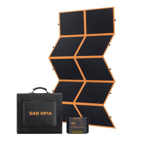 Portable Solar Blanket 360W - Black and Orange - HPBC Cells, MPPT Controller, ETFE Coated, Folds to 48 x 43cm