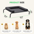 Cooling Elevated Dog Bed with Bolster - Black, XL 123 x 90 x 20cm - Textilene Mesh, Steel Frame, Holds 60kg