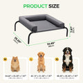 Cooling Elevated Dog Bed with Bolster - Grey, Medium 88 x 64 x 20cm - Textilene Mesh, Steel Frame, Holds 60kg