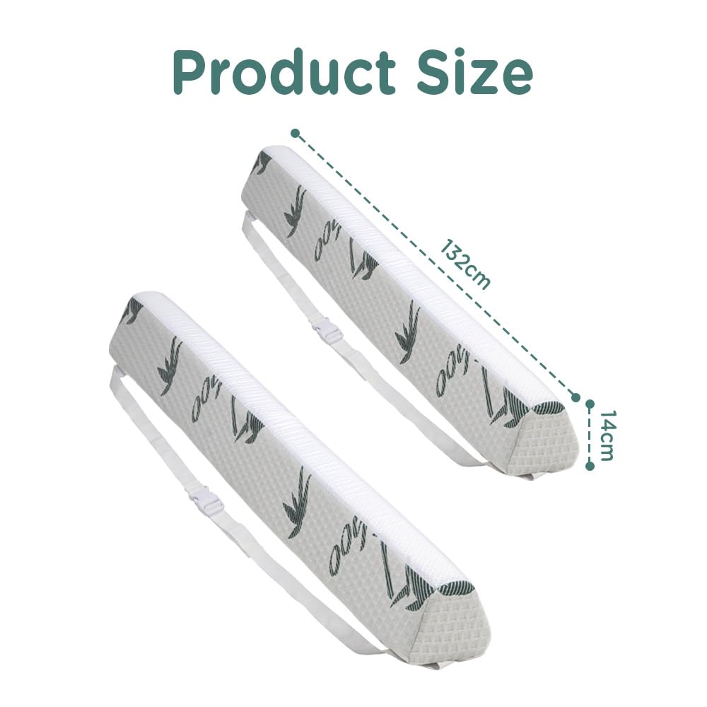 Toddler Bed Bumpers 2-Pack with Adjustable Straps - Memory Foam, Zip-Off Washable Cover