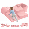 Soft Play Climb Set 5 Piece - Pink - Crawl and Climb Foam Blocks, Removable Washable Covers