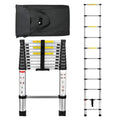 Telescopic Aluminium Ladder 3.2m - Silver - 150kg Capacity, Auto Lock Sections, Collapses for Storage, Carry Bag