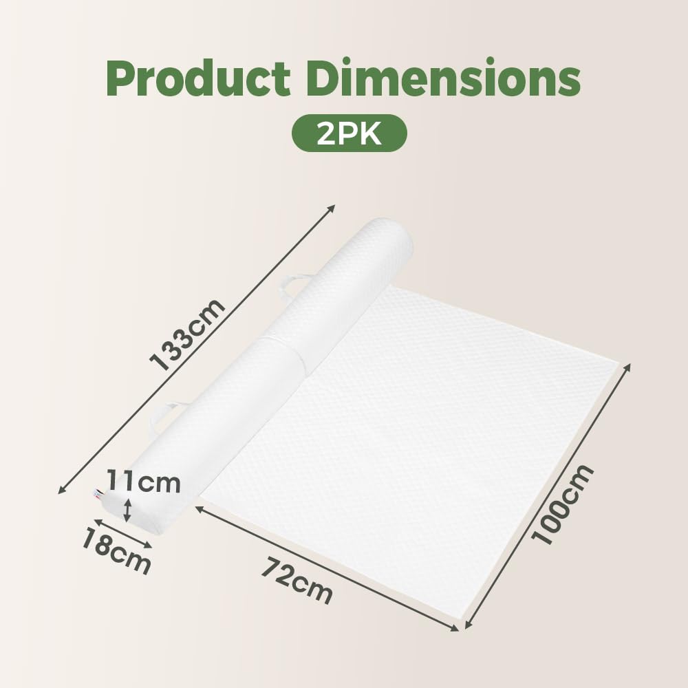 Toddler Bed Bumpers 2-Pack with Handle - White - Memory Foam, Under-Sheet Flap, Water-Resistant