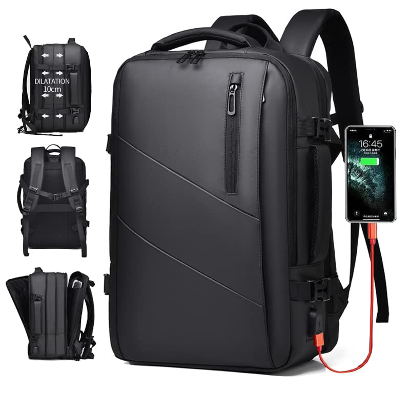 Travel Laptop Backpack 16" with USB Charging Port - Black