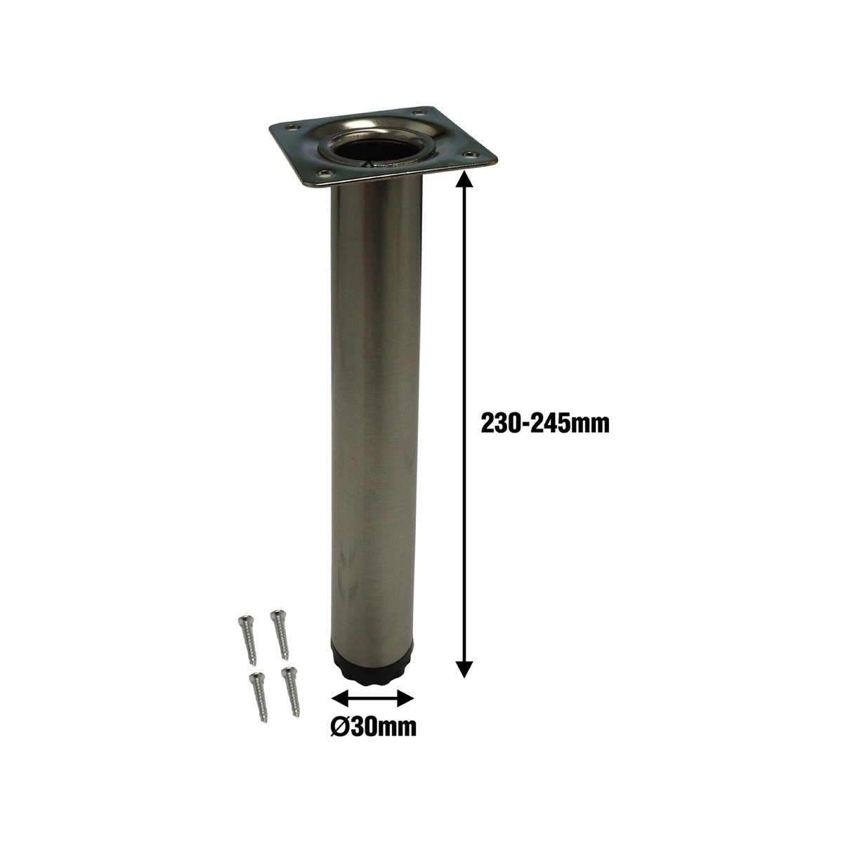Adoored Table Leg - 30 x 230mm - Steel - Brushed Nickel - SuperSaverAU - view 4
