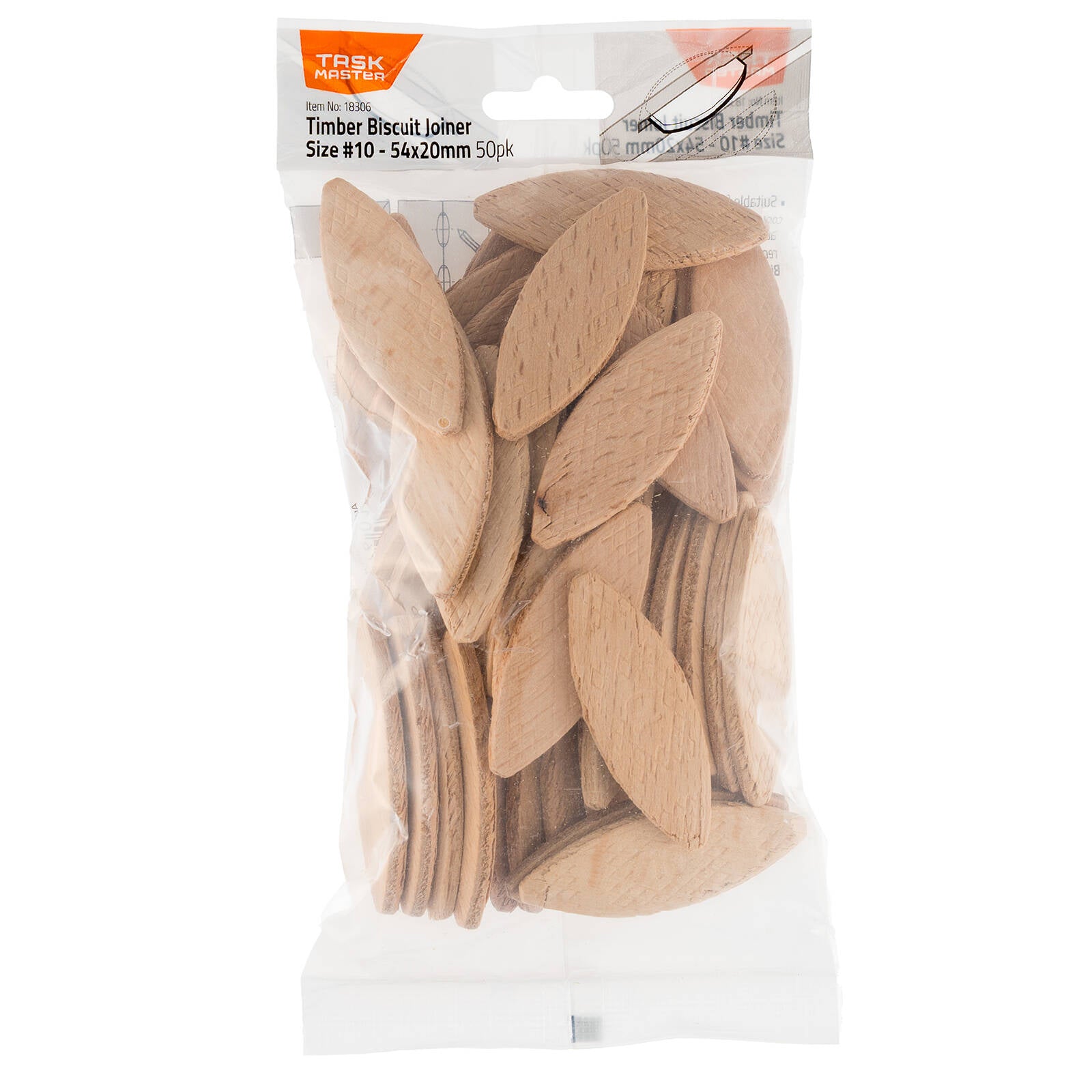 Taskmaster #10 54 x 20mm Timber Biscuit Joiners - 50 Pack