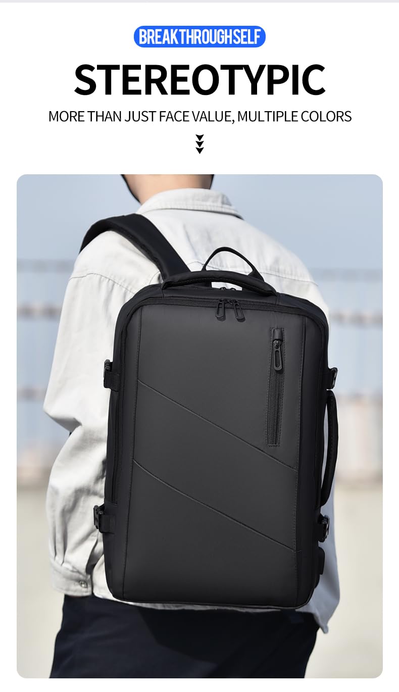 Travel Laptop Backpack 16" with USB Charging Port - Black