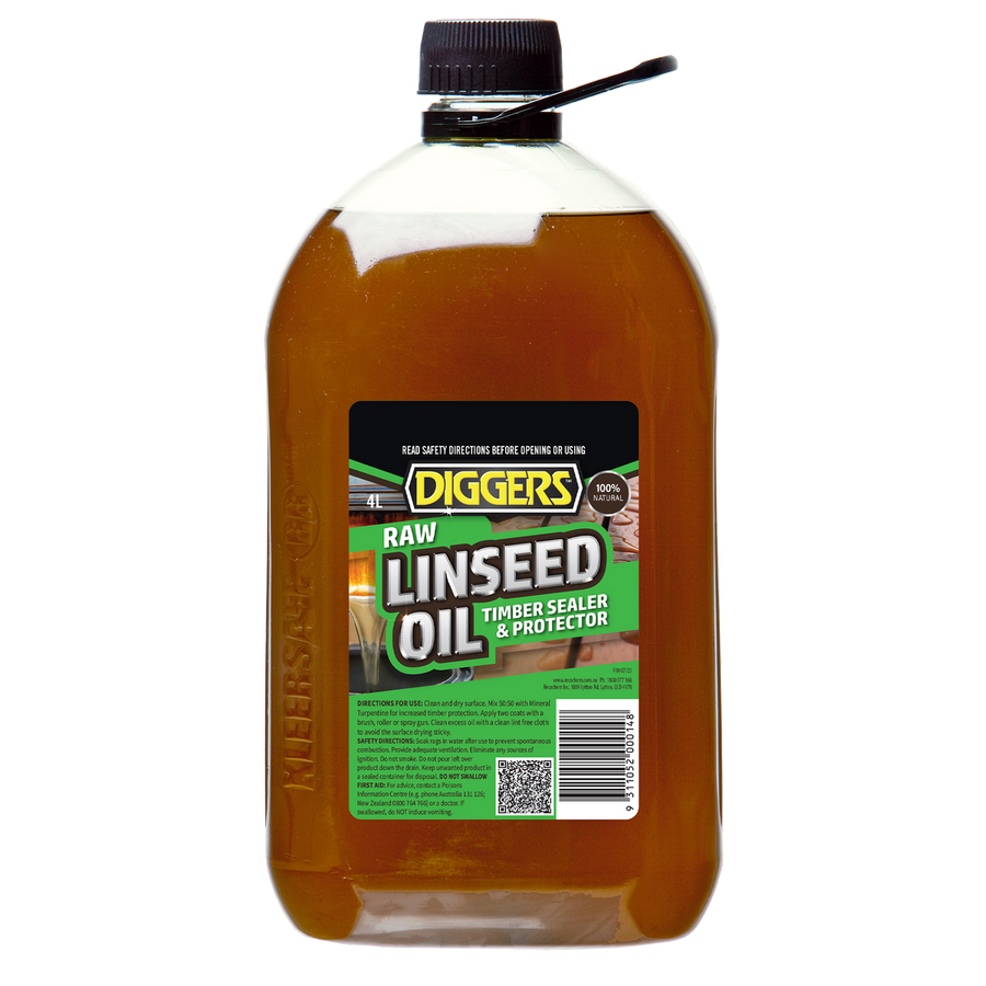 DIGGERS Raw Linseed Timber Oil - 4L - 100% Natural - Water Resistant - SuperSaverAU - view 1