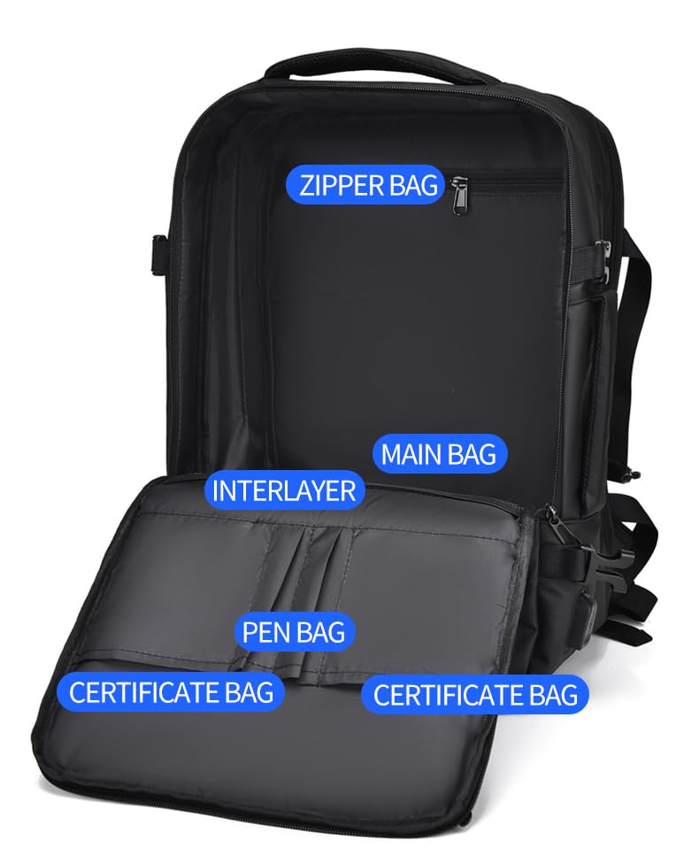 Travel Laptop Backpack 16" with USB Charging Port - Black