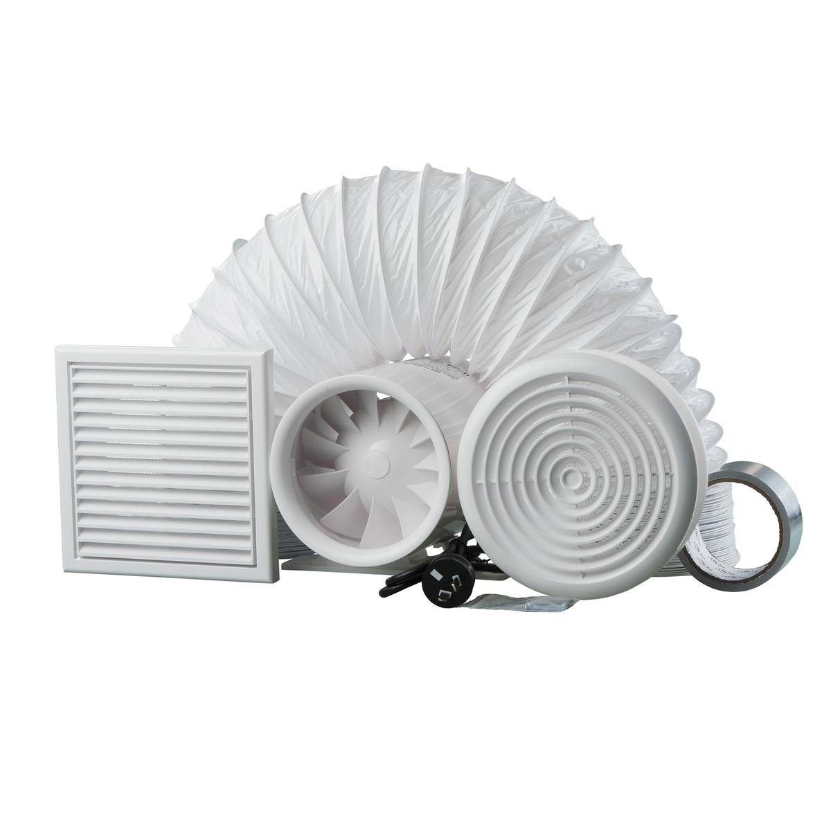 Blauberg 150mm Ducto Ultra Quiet Inline Exhaust Fan Kit - 150mm ABS Plastic - High Airflow - SuperSaverAU - view 1