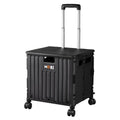 Foldable Camping and Shopping Trolley Cart - Black - 70kg Capacity, 360 Degree Locking Wheels, Telescopic Handle, Canopy