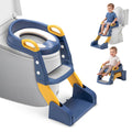 2-in-1 Potty Training Seat with Step Stool Ladder - Blue - Splash Guard, Soft PU Cushion, Non-Slip