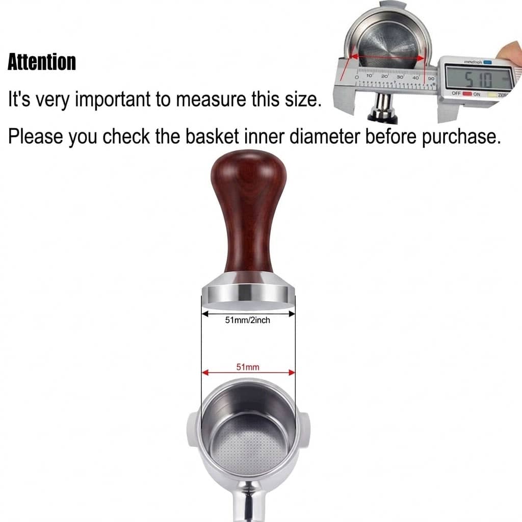 51mm Coffee Tamper with Aluminium Alloy Base and Wooden Handle for Espresso Machines - view 3