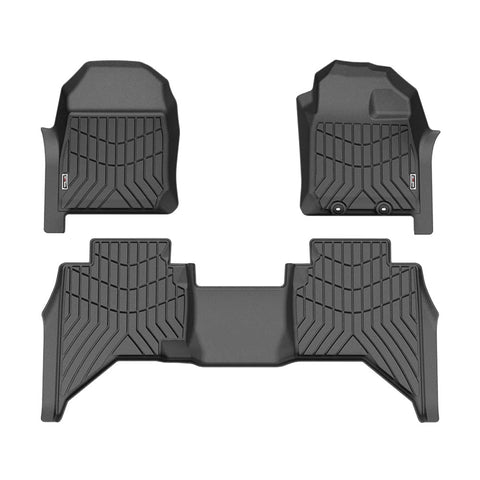 Custom Fit Car Floor Mats for Isuzu D-MAX 2021 Onwards - Black - Laser Measured TPE, Raised Edge, 3 Piece Set