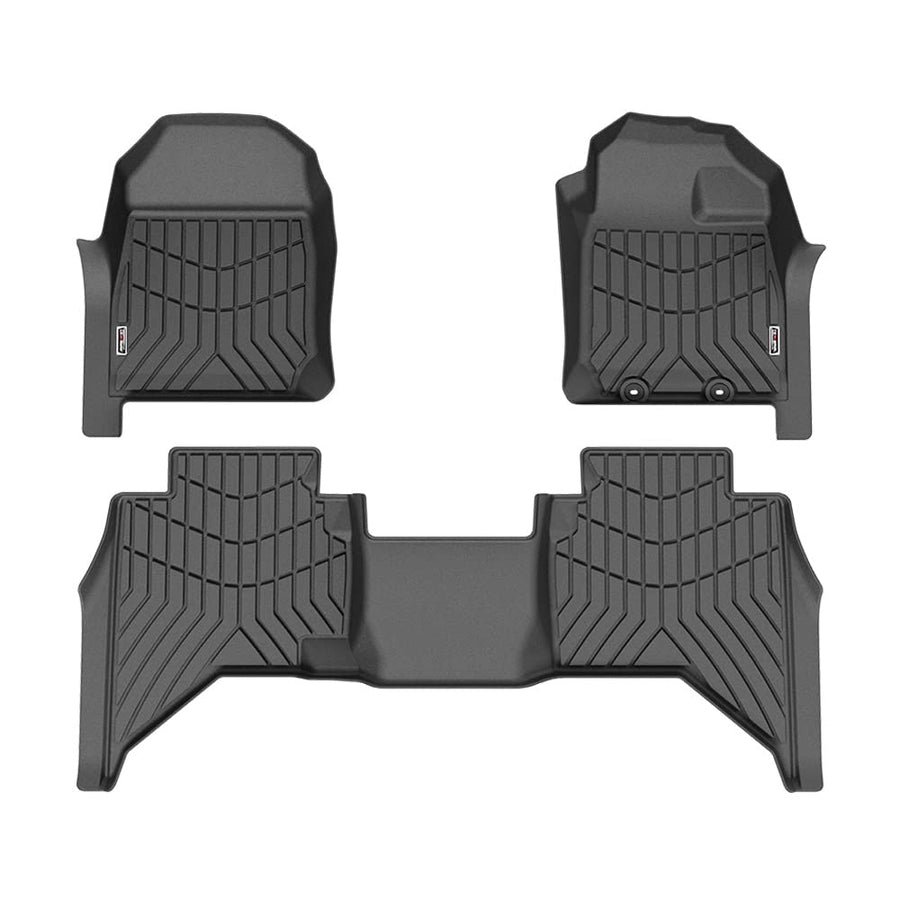 Custom Fit Car Floor Mats for Isuzu D-MAX 2021 Onwards - Black - Laser Measured TPE, Raised Edge, 3 Piece Set